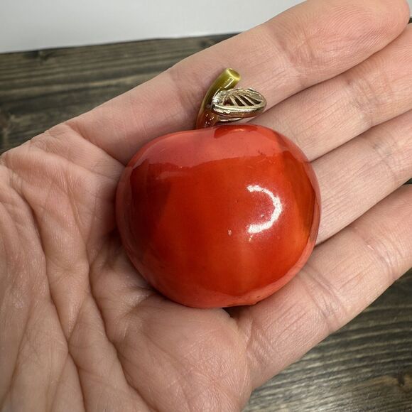 Vintage HAR Red Apple Brooch Pin Enamel Over Metal Hargo Rhinestones Signed - Picture 3 of 12